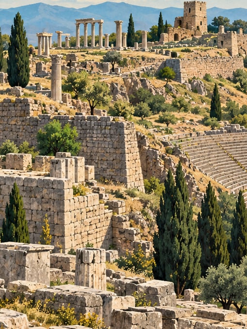 Ilustración: Acrópolis de Pérgamo, İzmir