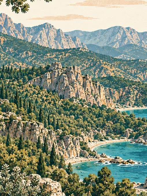 Beydağları Coastal National Park çizimi, Antalya