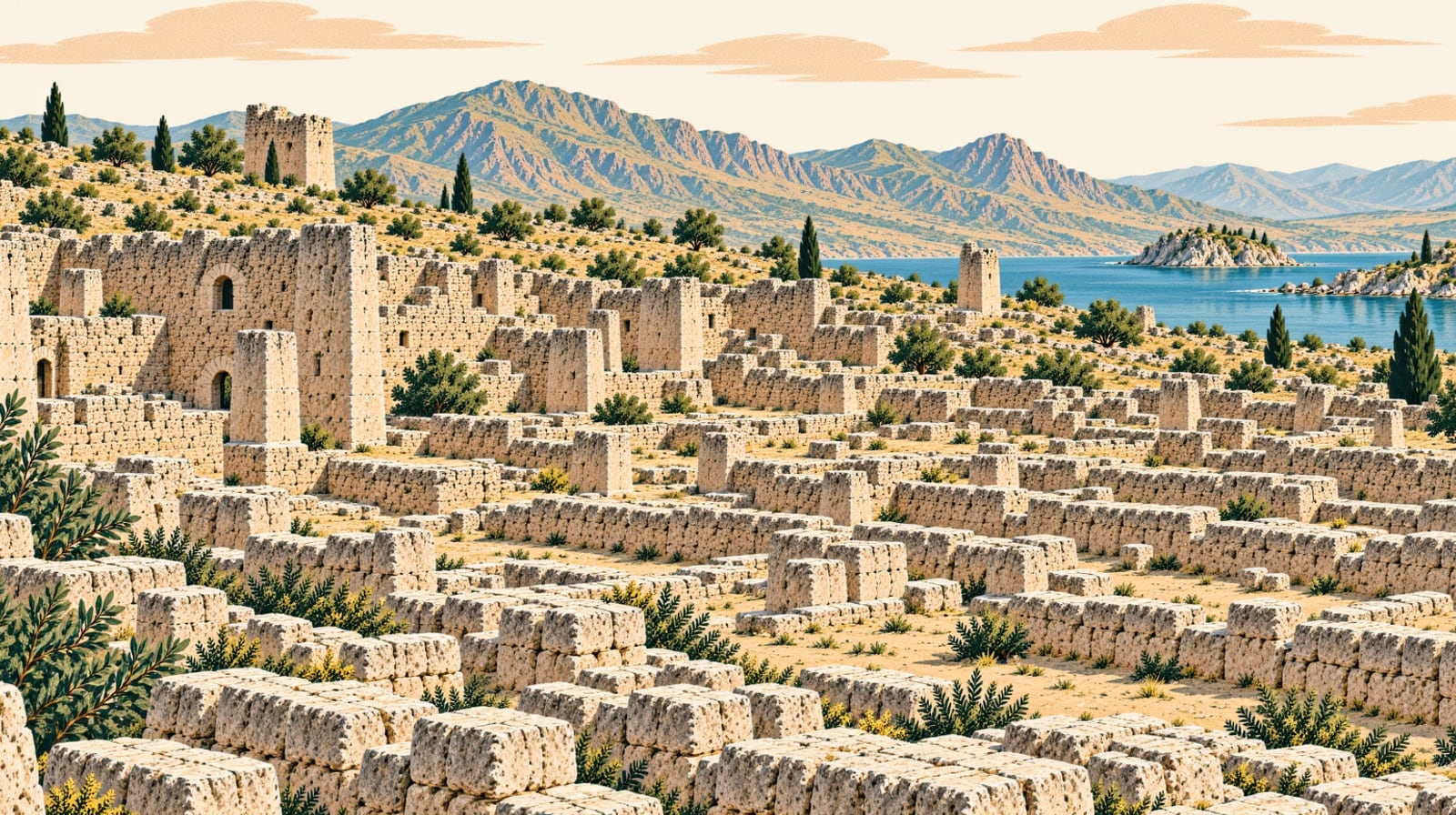 Bozcaada Castle çizimi, Çanakkale