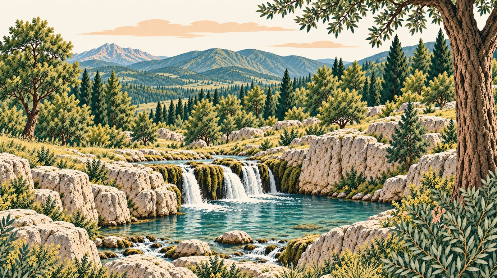 Çağlayandibi Waterfall Nature Park çizimi, Gümüşhane
