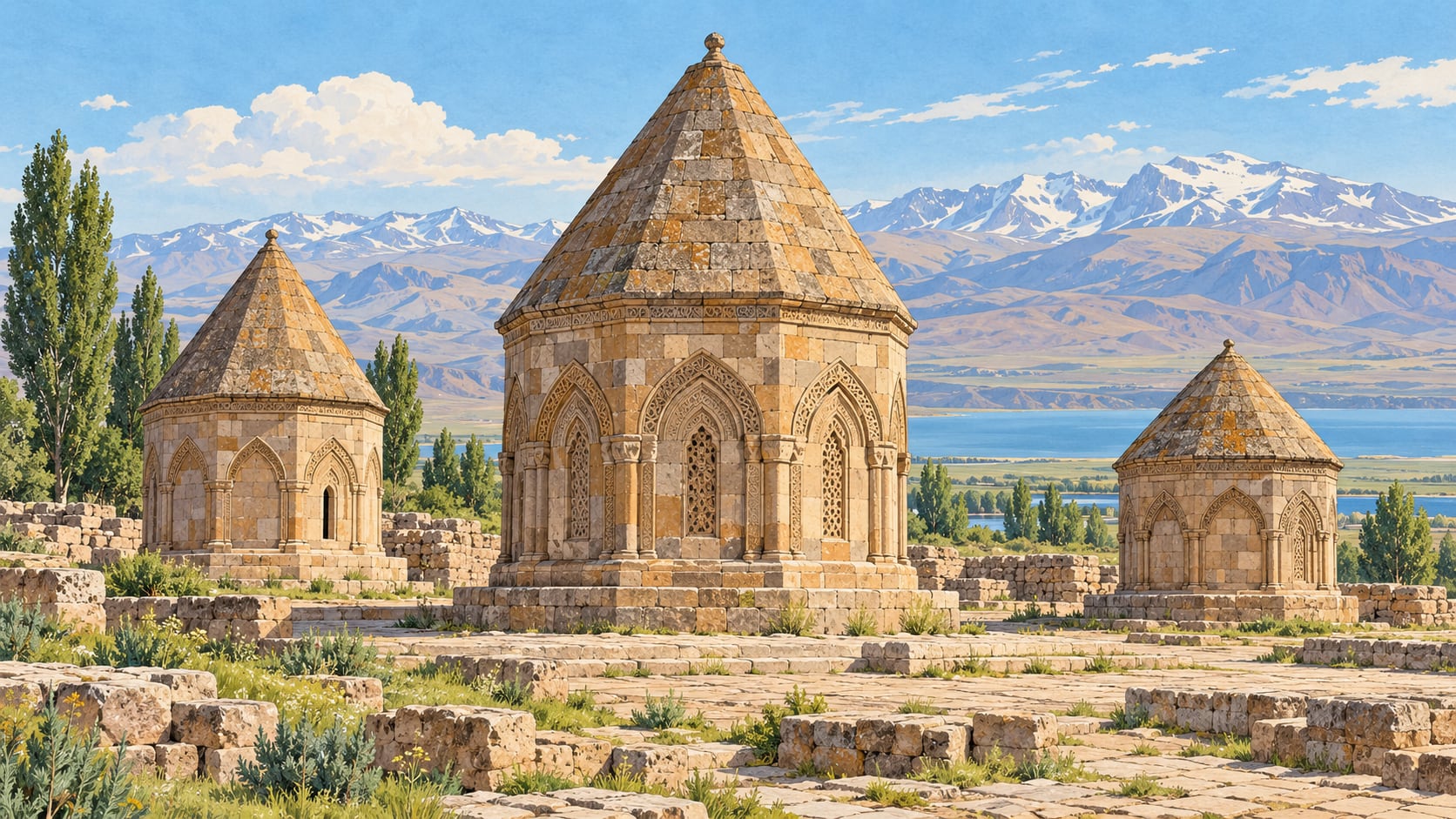 Çaldıran Kübik Köyü Kümbetleri çizimi, Van