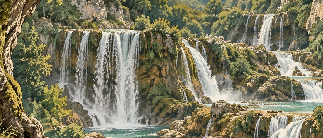 Çalkaya Takım Waterfalls Natural Monument çizimi, Samsun