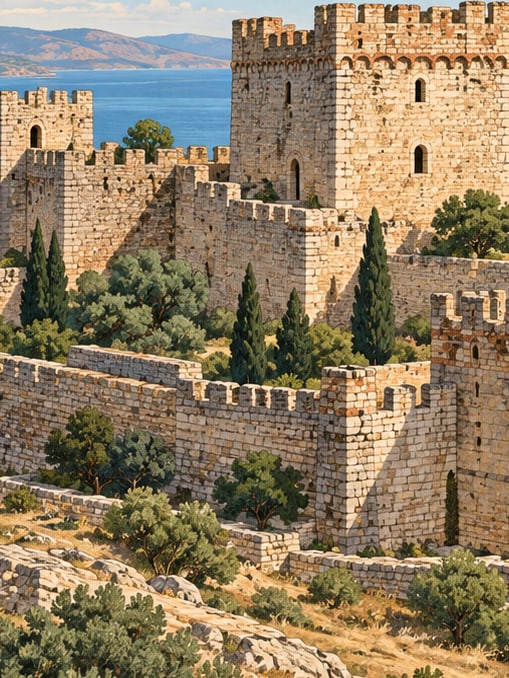 Zeichnung: Burg Çandarlı, İzmir