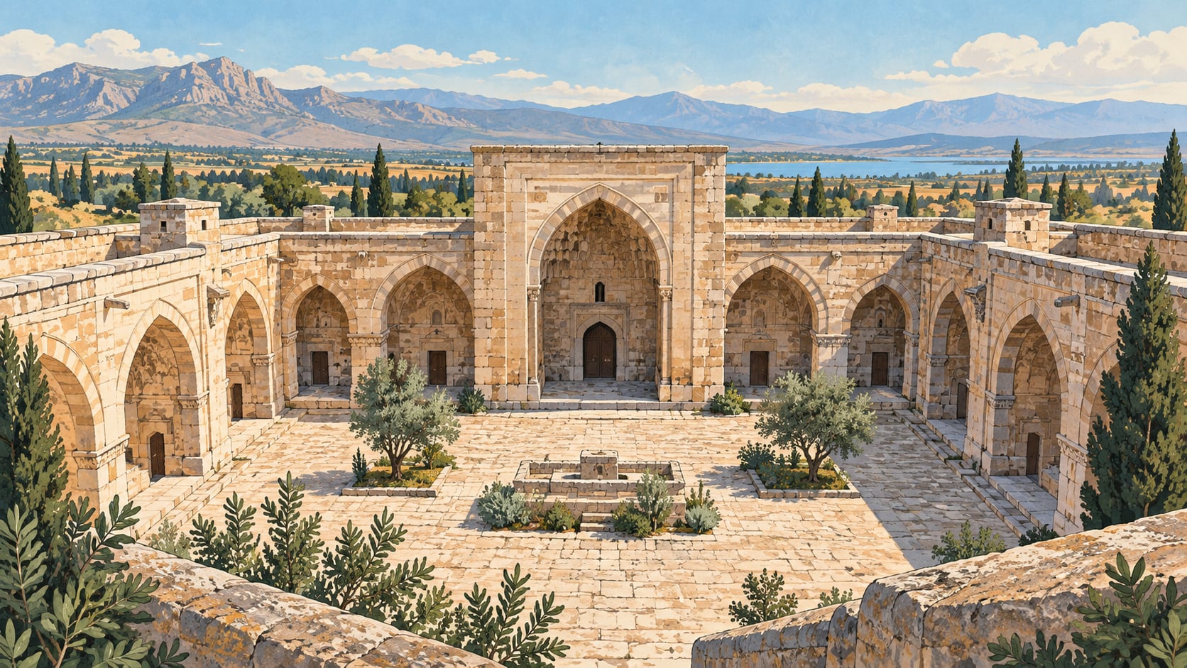 Çardak Caravanserai çizimi, Denizli
