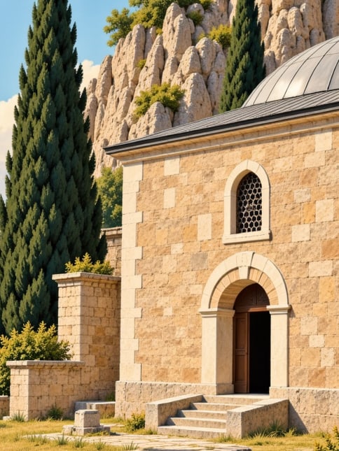 Zeichnung: Insel Çarpanak und Kloster Saint Jean, Van