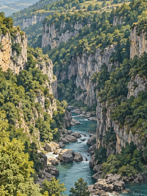 Zeichnung: Naturpark Çatak-Canyon, Sinop