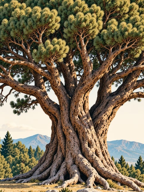Zeichnung: Naturdenkmal Çatal-Zeder, Burdur