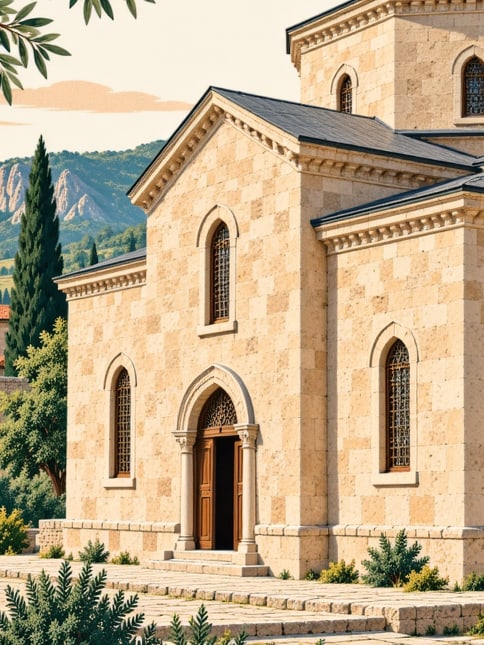 Zeichnung: Byzantinische Kirche Çeltikdere, Bolu