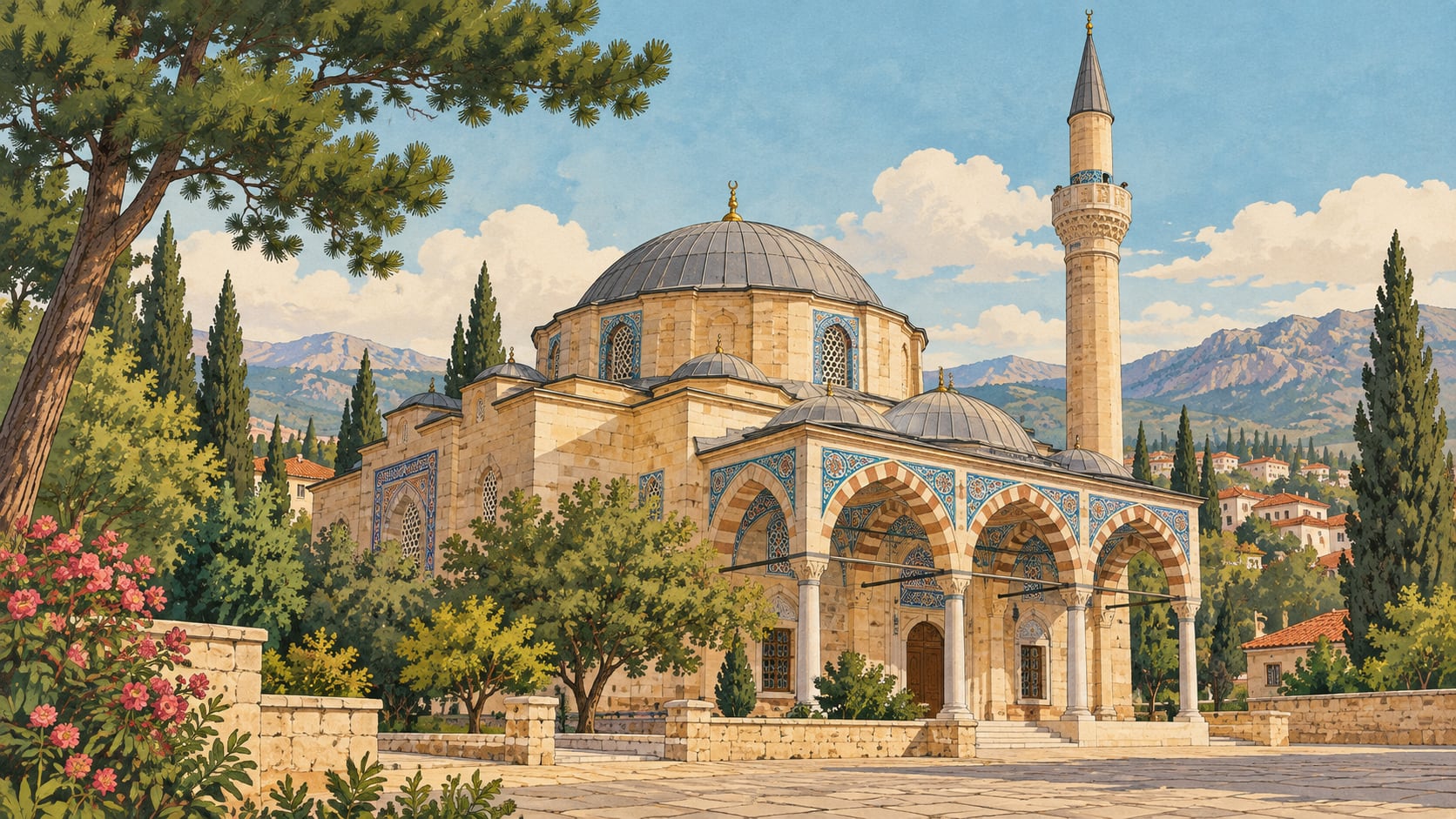 Çeşnigir Paşa Mosque çizimi, Isparta