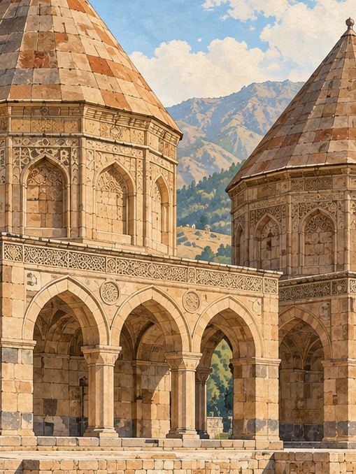 Zeichnung: Doppelte Grabtürme, Bitlis