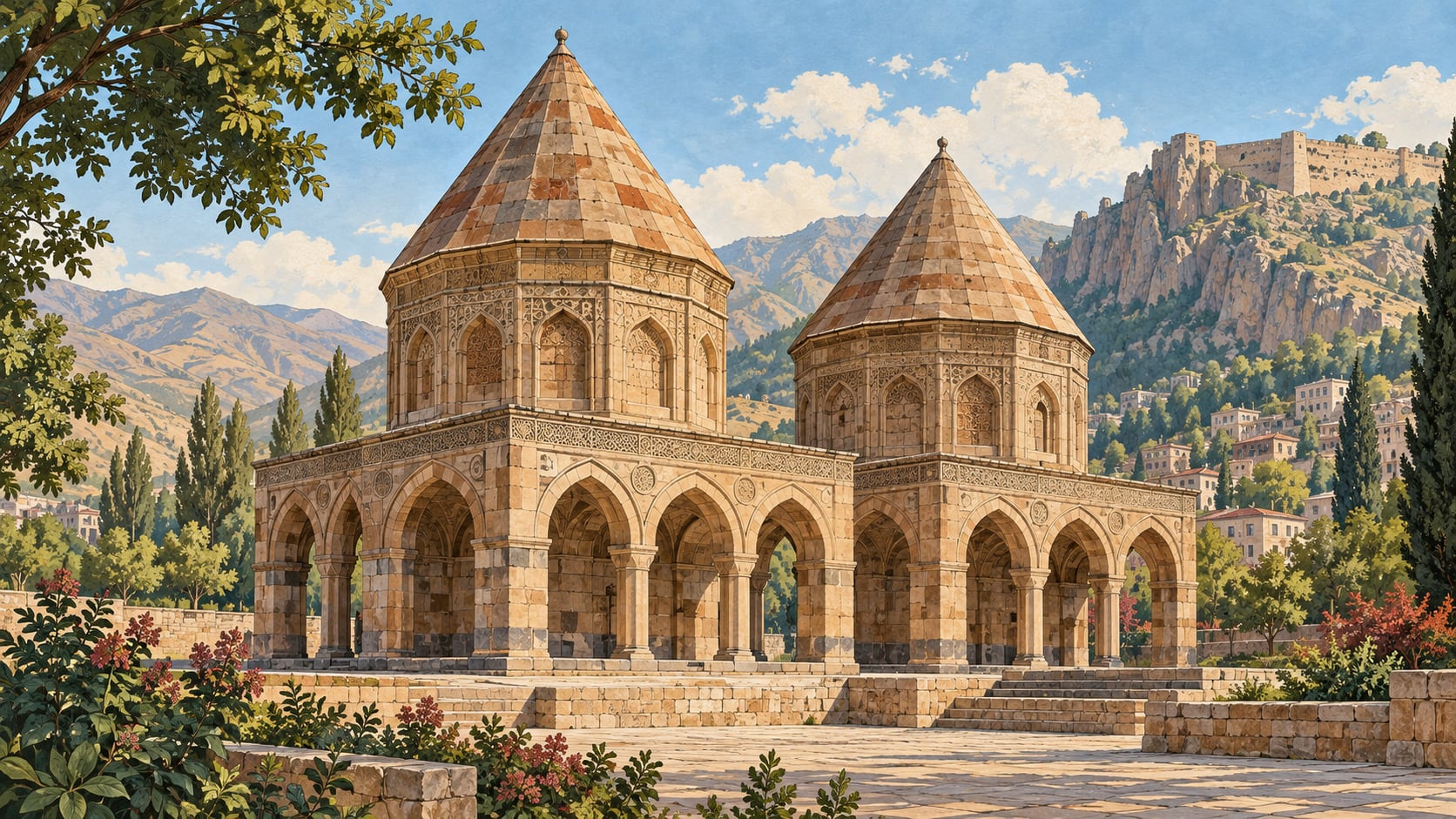 Double Tomb Towers çizimi, Bitlis
