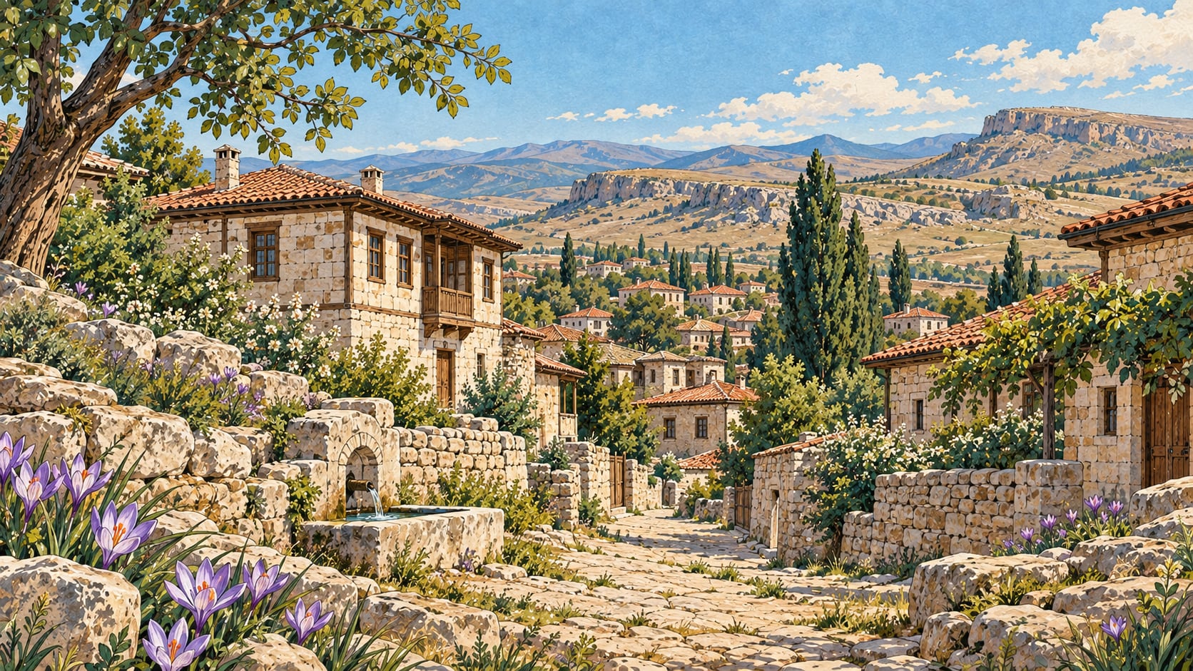 Çiğdemli Tuğut Village çizimi, Sivas