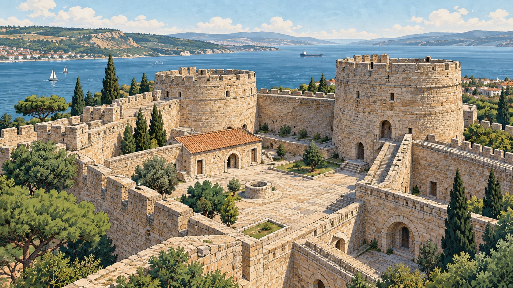 Çimenlik Castle çizimi, Çanakkale