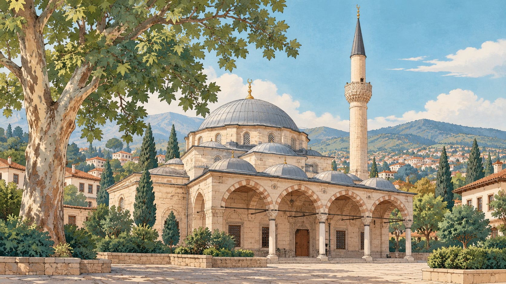 Çınarlı Mosque çizimi, Balıkesir