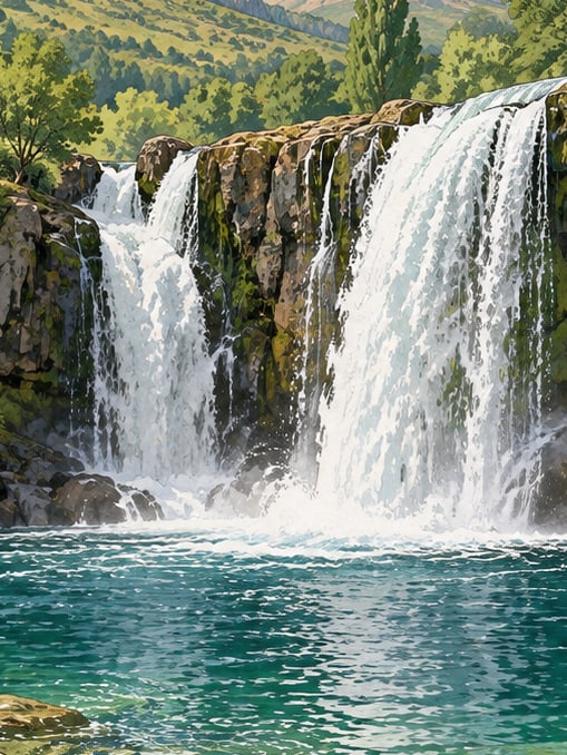 Zeichnung: Çır-Wasserfall, Bingöl
