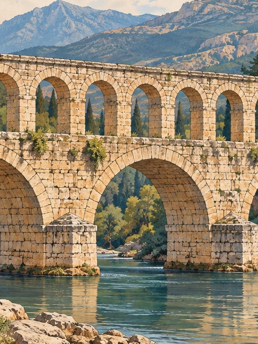 Ilustración: Puente y acueducto de Cirimbolu, Isparta
