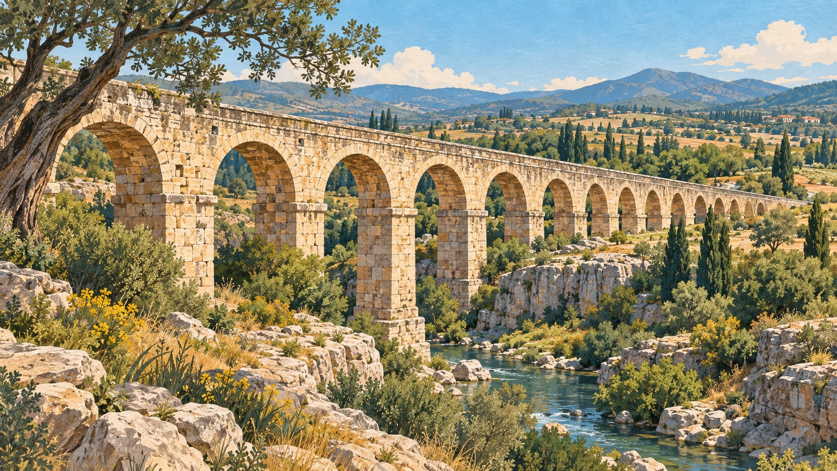 Clandıras Aqueduct çizimi, Uşak