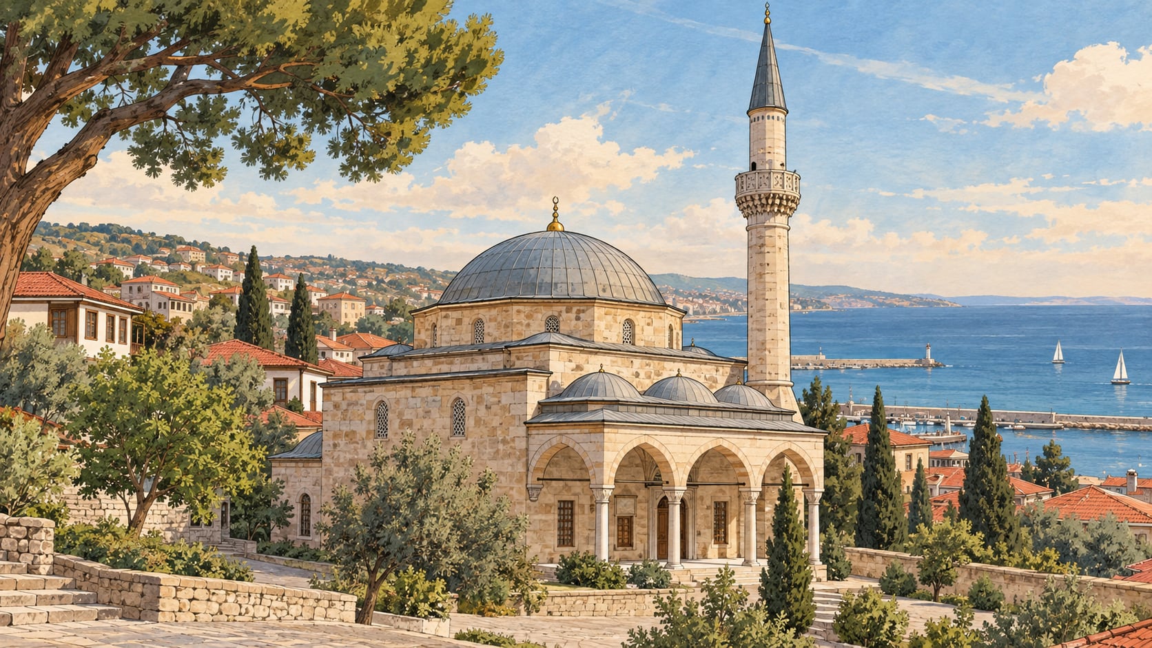 Çorumi Mustafa Bey Mosque çizimi, Tekirdağ