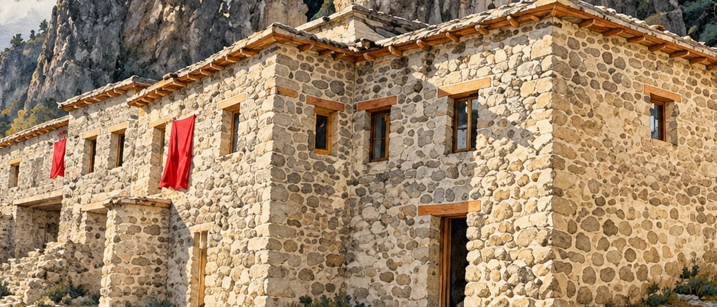 Çukurca Historic Stone Houses çizimi, Hakkari