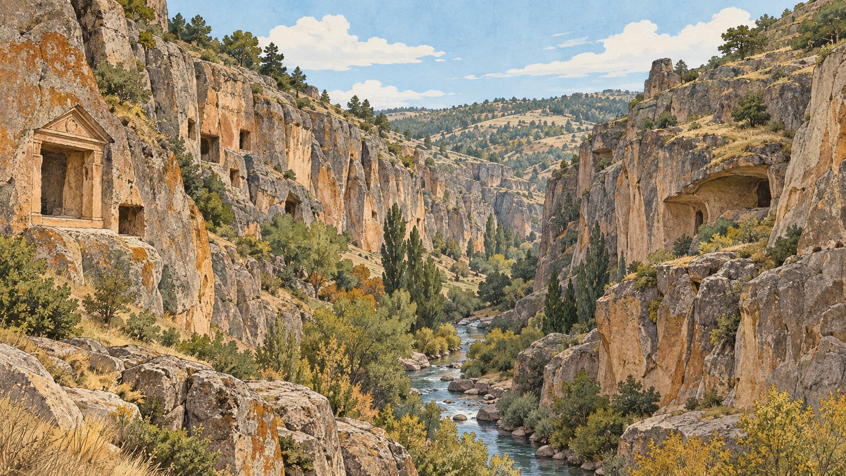 Dağlık Frigya Kümbet Valley çizimi, Eskişehir