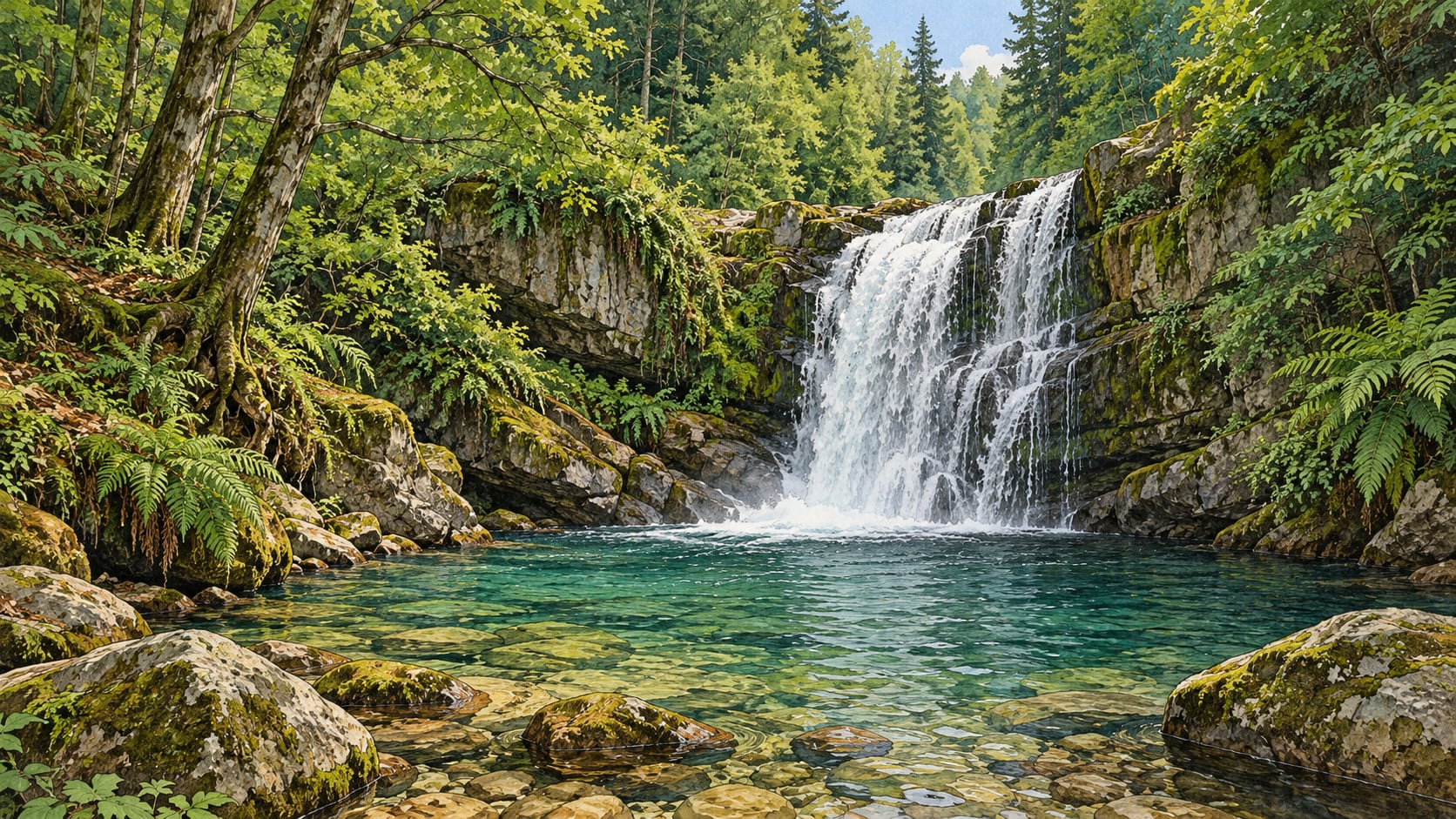 Darkaya Waterfall çizimi, Bolu