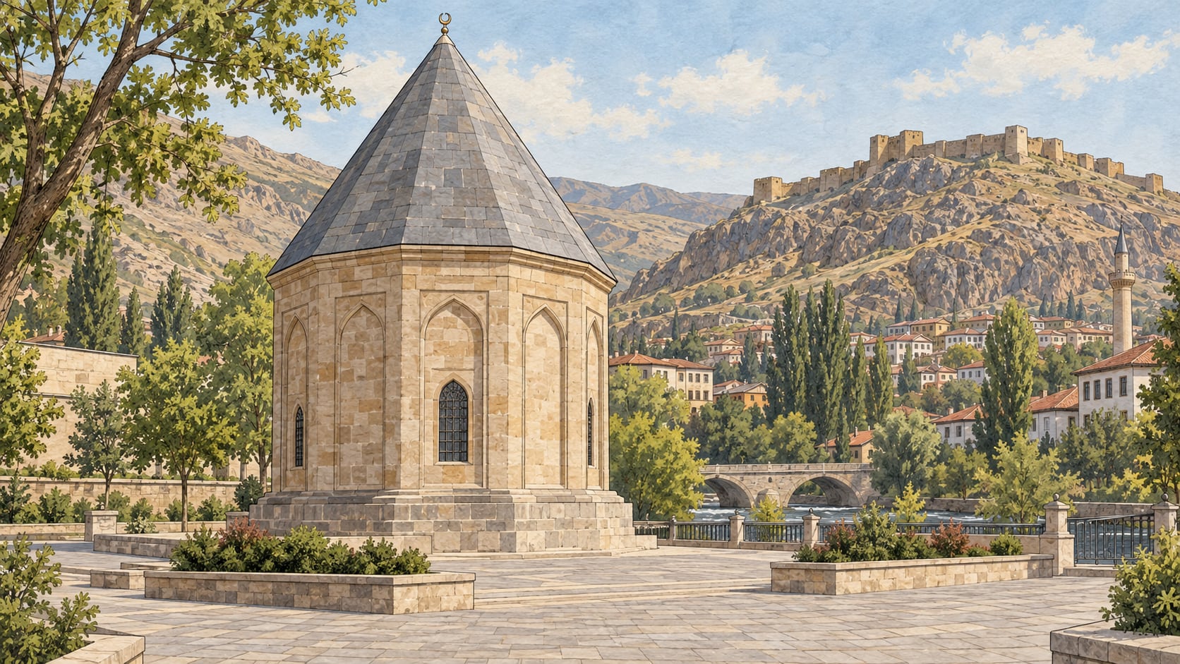 Dede Korkut Tomb Tower çizimi, Bayburt
