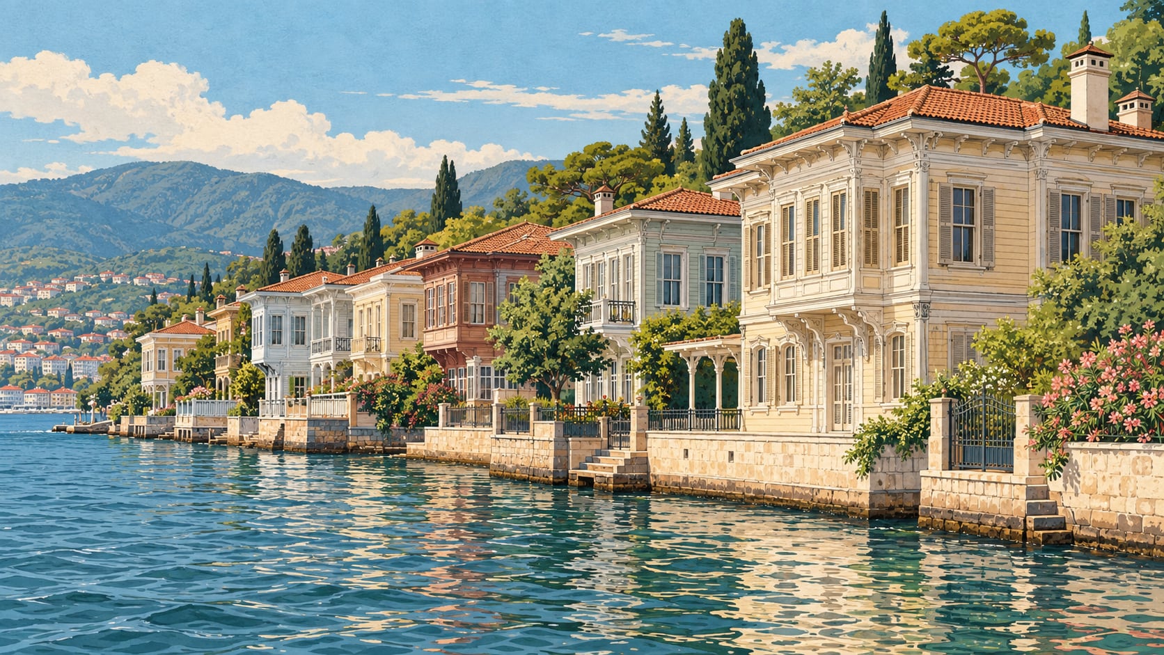 Değirmendere Yalı Evleri çizimi, Kocaeli
