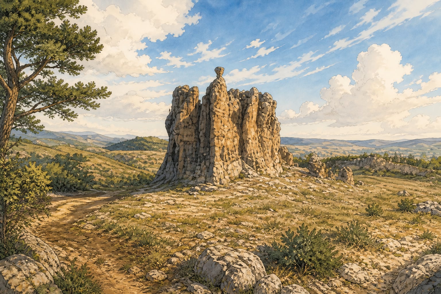 Demirli Castle çizimi, Afyonkarahisar