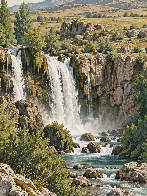 Ilustración: Parque Natural de la Cascada de Derebağ, Kayseri