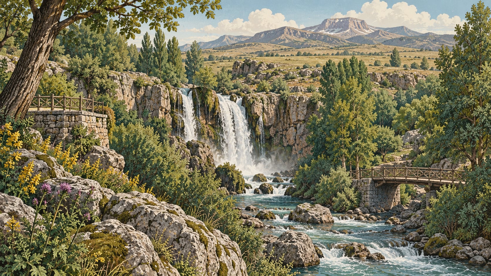 Derebağ Waterfall Nature Park çizimi, Kayseri