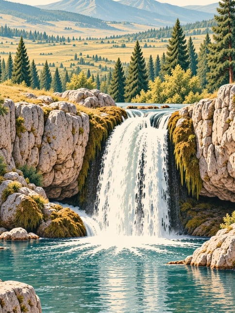 Doğançay Waterfall Natural Monument çizimi, Sakarya