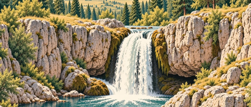 Doğançay Waterfall Natural Monument çizimi, Sakarya