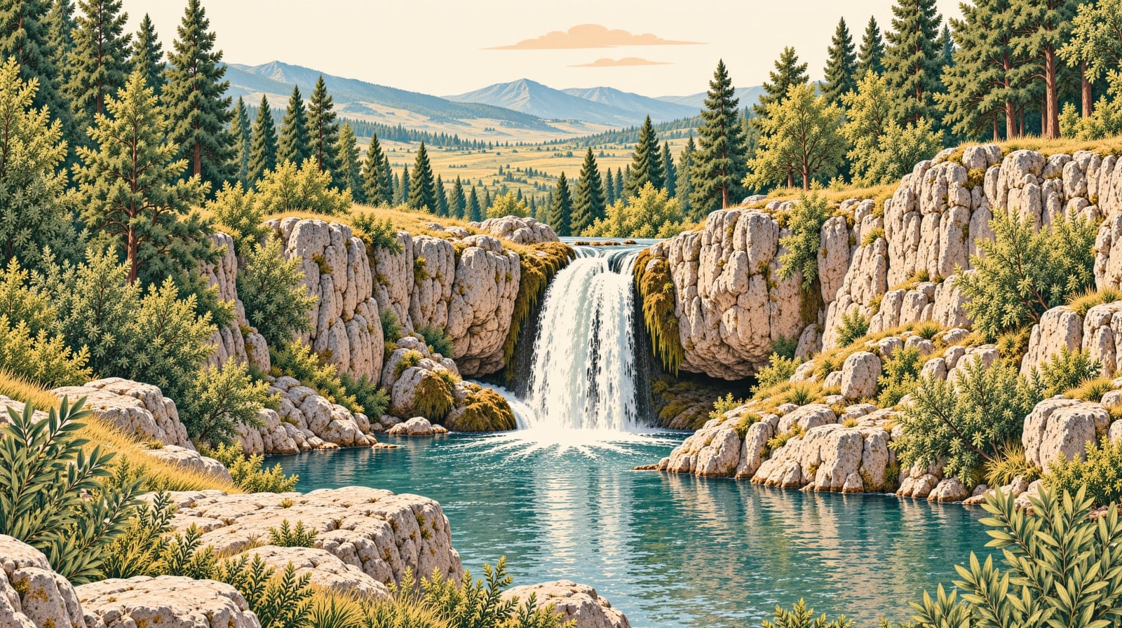Zeichnung: Doğançay-Wasserfall, Naturdenkmal, Sakarya