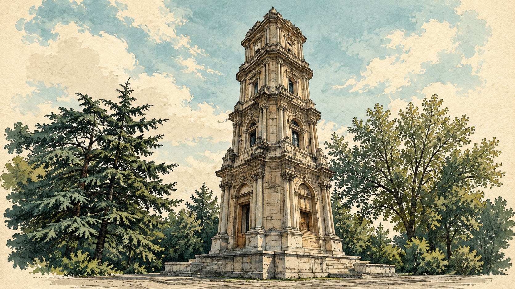 Dolmabahçe Clock Museum çizimi, İstanbul