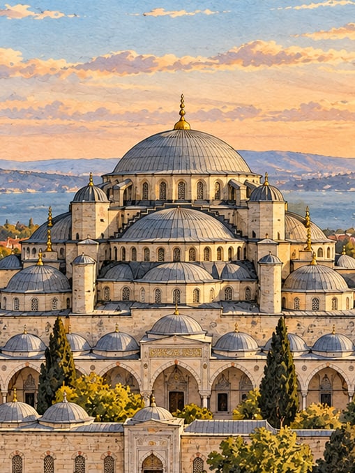 Selimiye Mosque and its Social Complex çizimi, Edirne