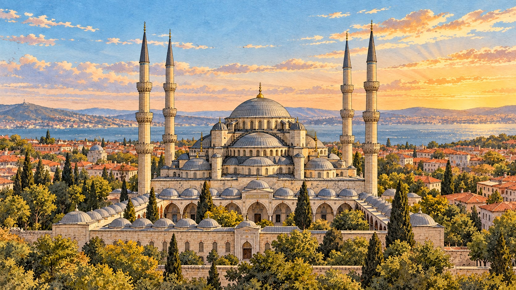 Selimiye Mosque and its Social Complex çizimi, Edirne