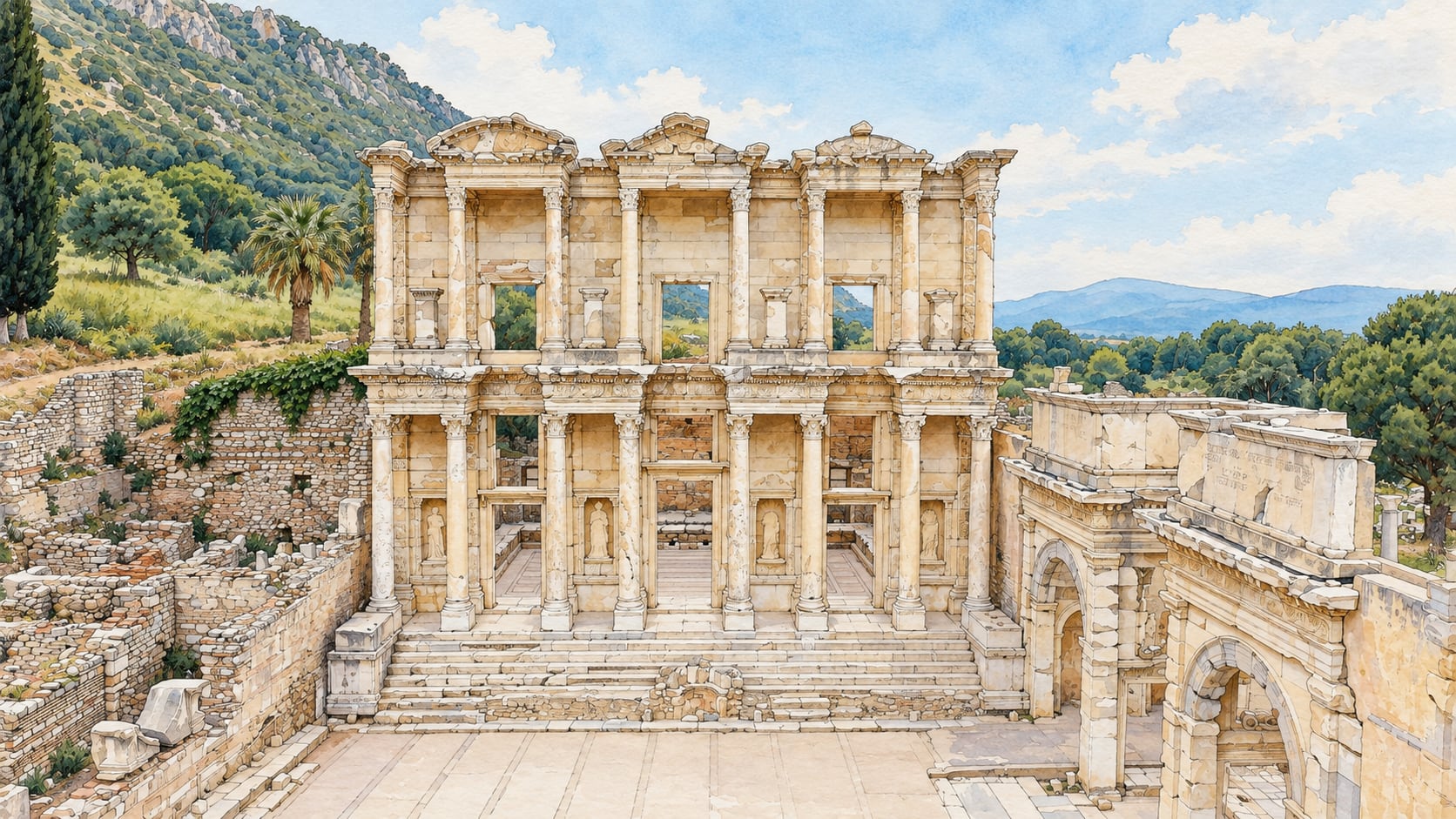 Ephesus Archaeological Site çizimi, İzmir