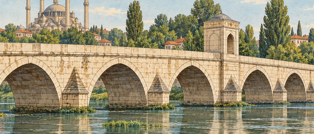 Ekmekçizade Ahmet Paşa Tunca Bridge çizimi, Edirne