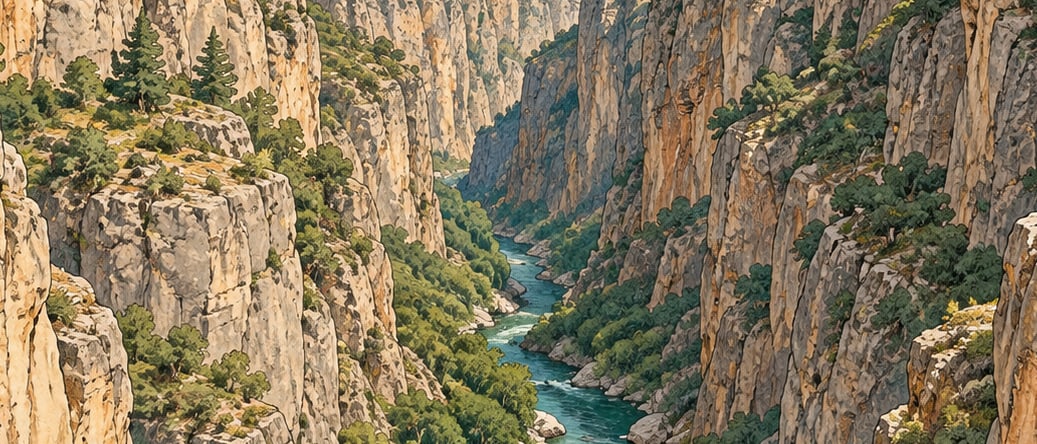 Emecik Canyon çizimi, Denizli