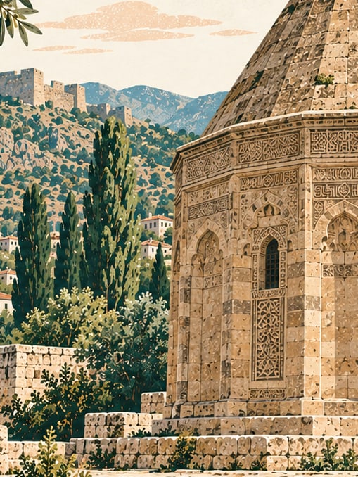 Ilustración: Torre-mausoleo de Emir Bayındır, Bitlis