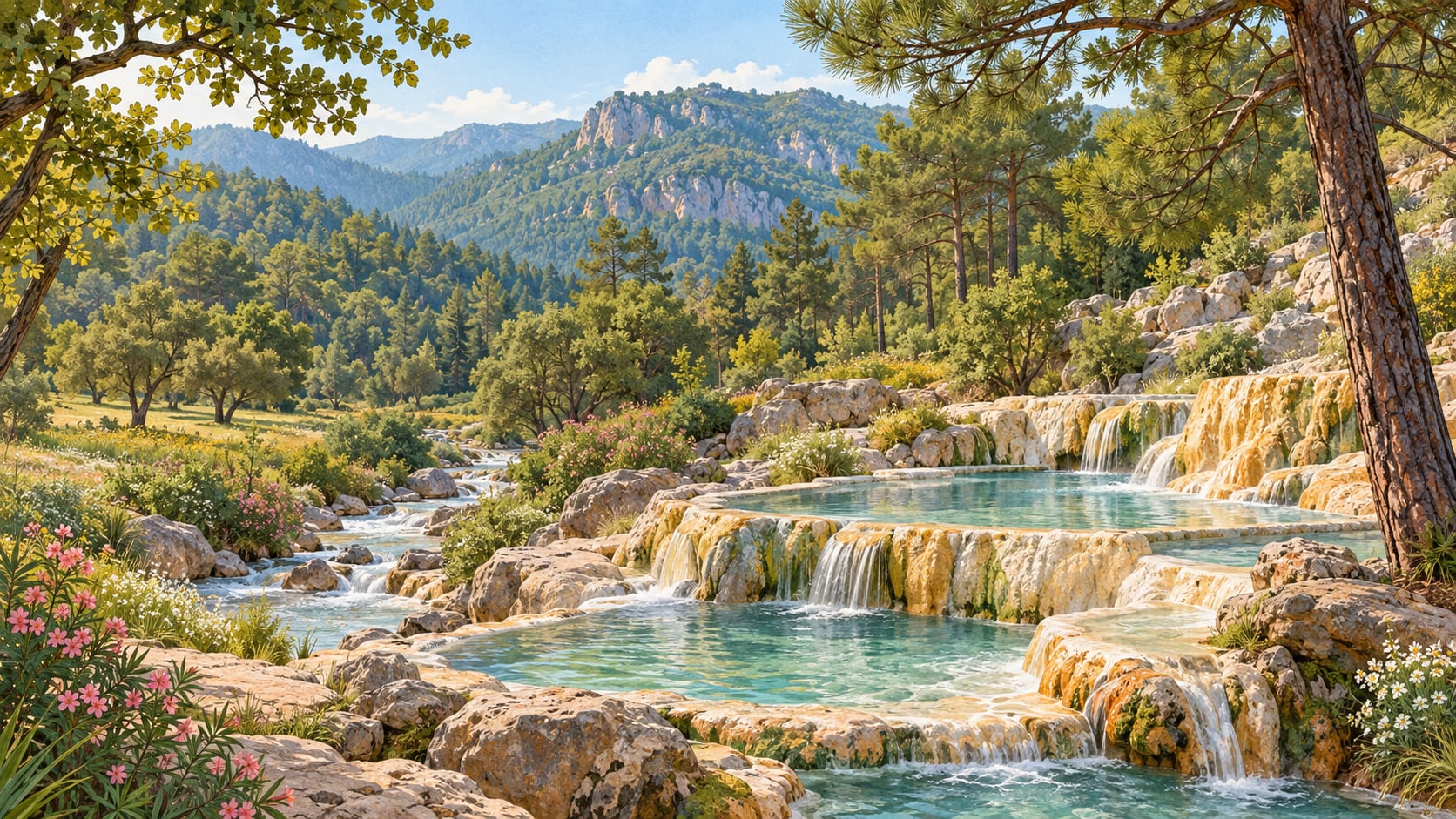 Emir Hot Springs Nature Park çizimi, Manisa