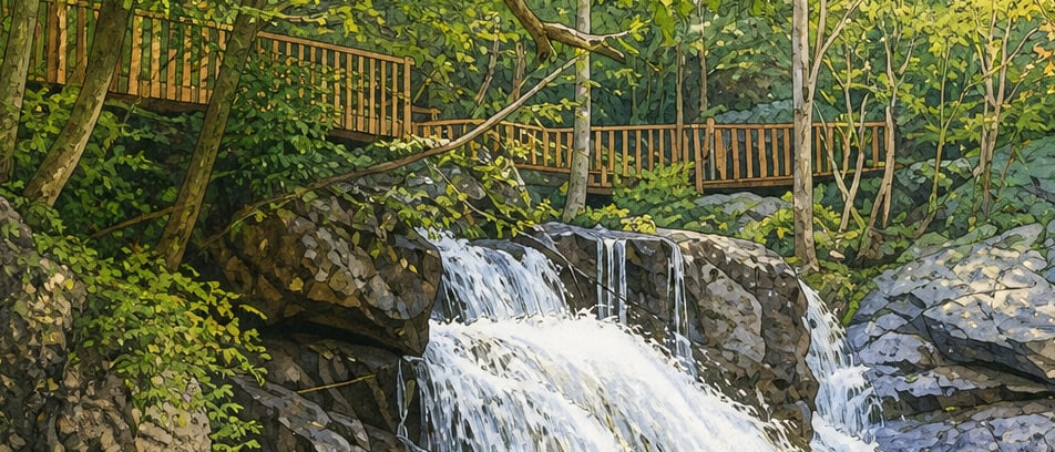 Erikli Double Waterfall çizimi, Yalova