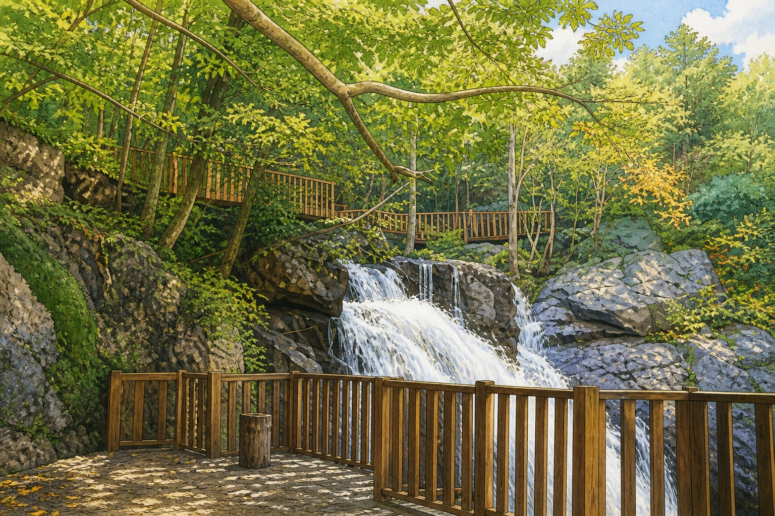 Erikli Double Waterfall çizimi, Yalova