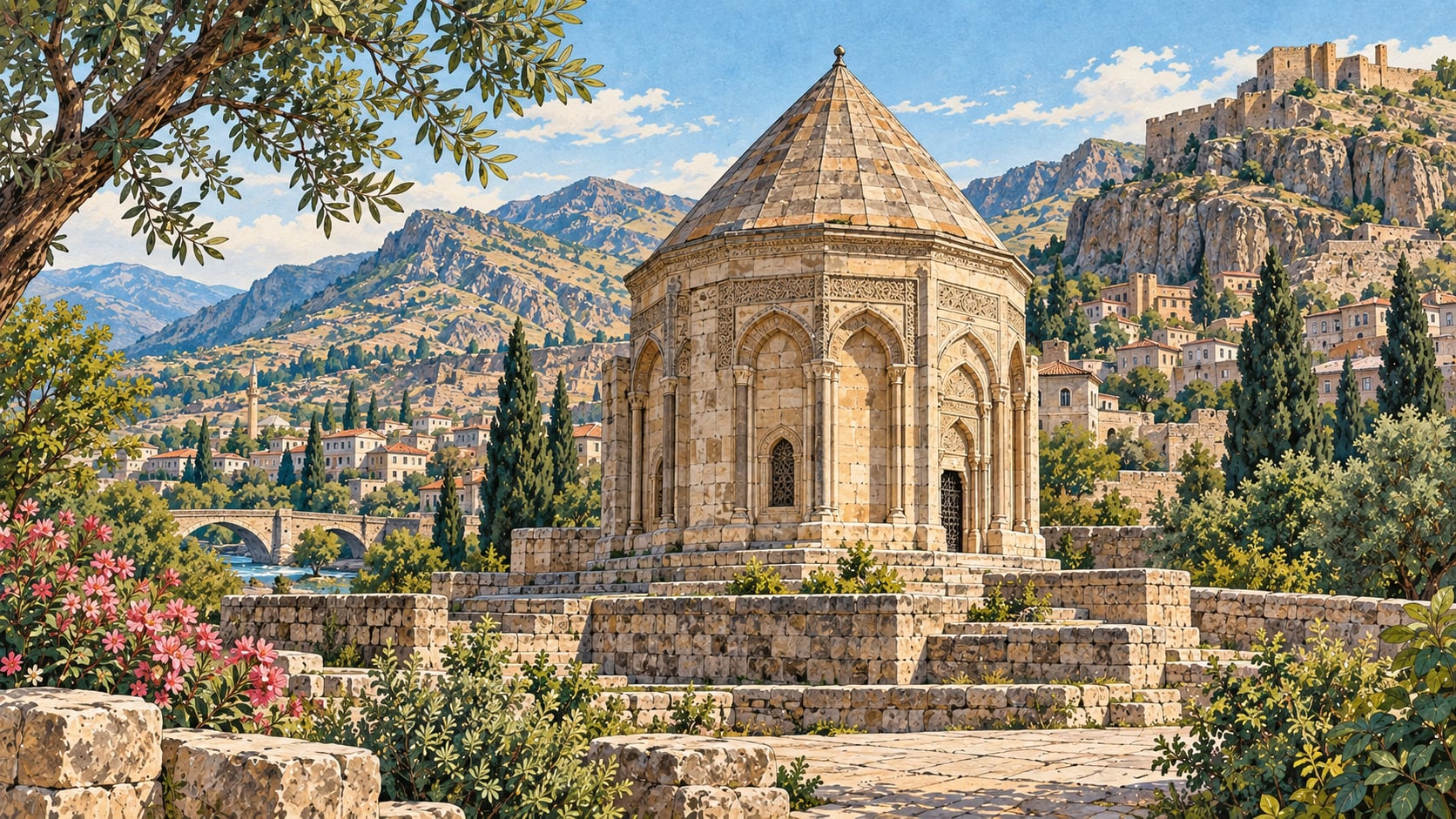 Erzen Hatun Tomb Tower çizimi, Bitlis