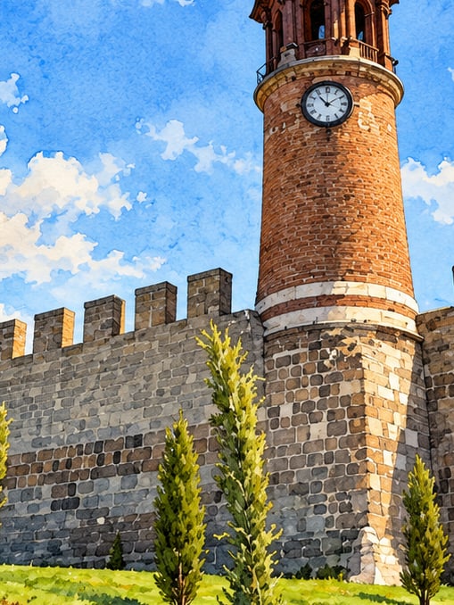 Erzurum Clock Tower (tepsi Minare) çizimi, Erzurum
