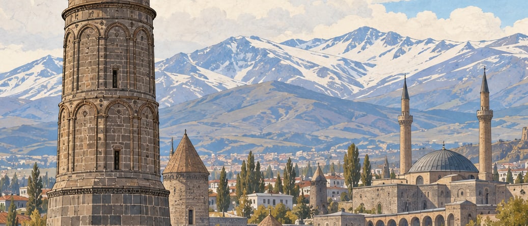 Erzurum Clock Tower (tepsi Minare) çizimi, Erzurum