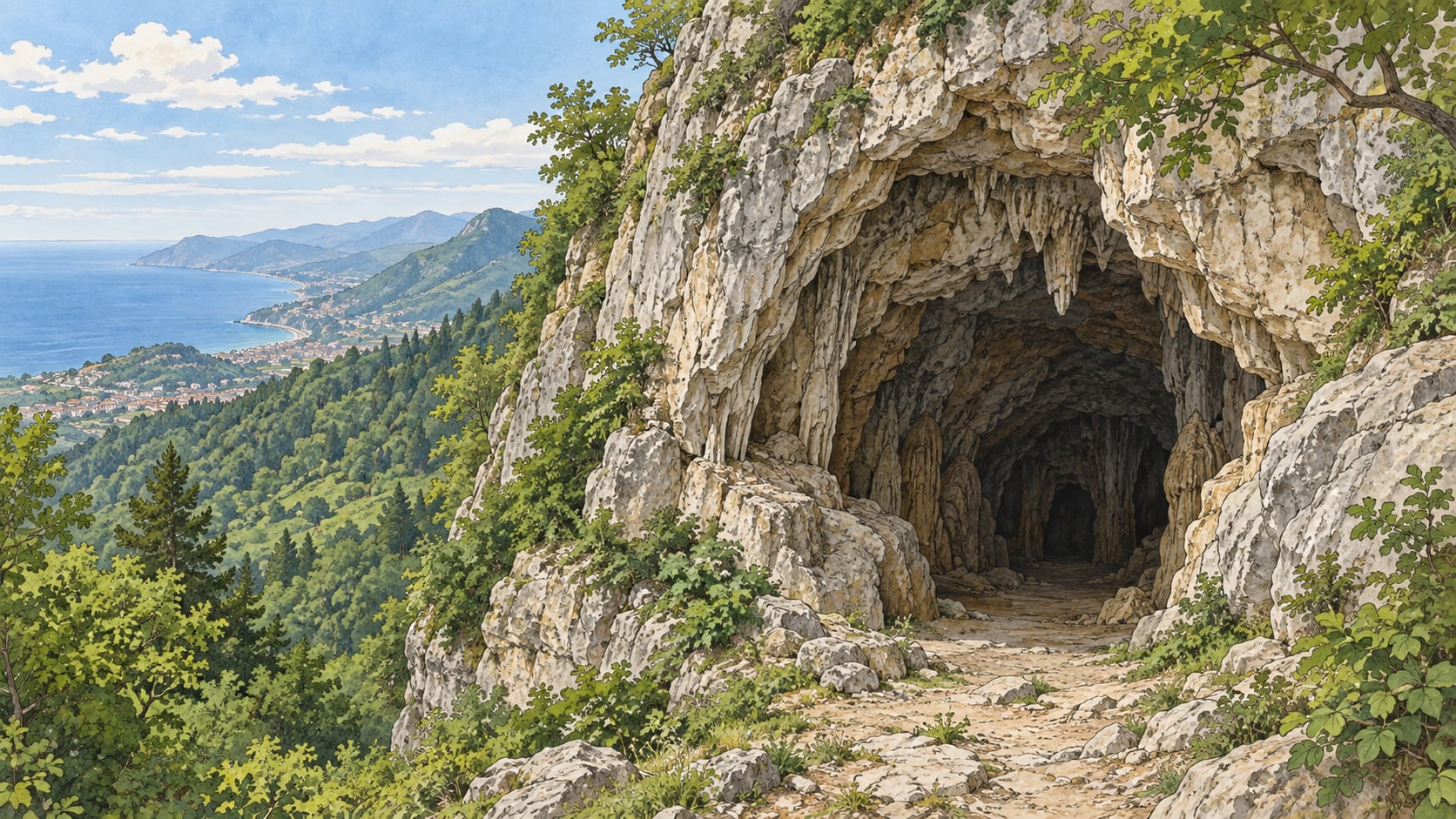 Espiye Seven Mills Cave çizimi, Giresun