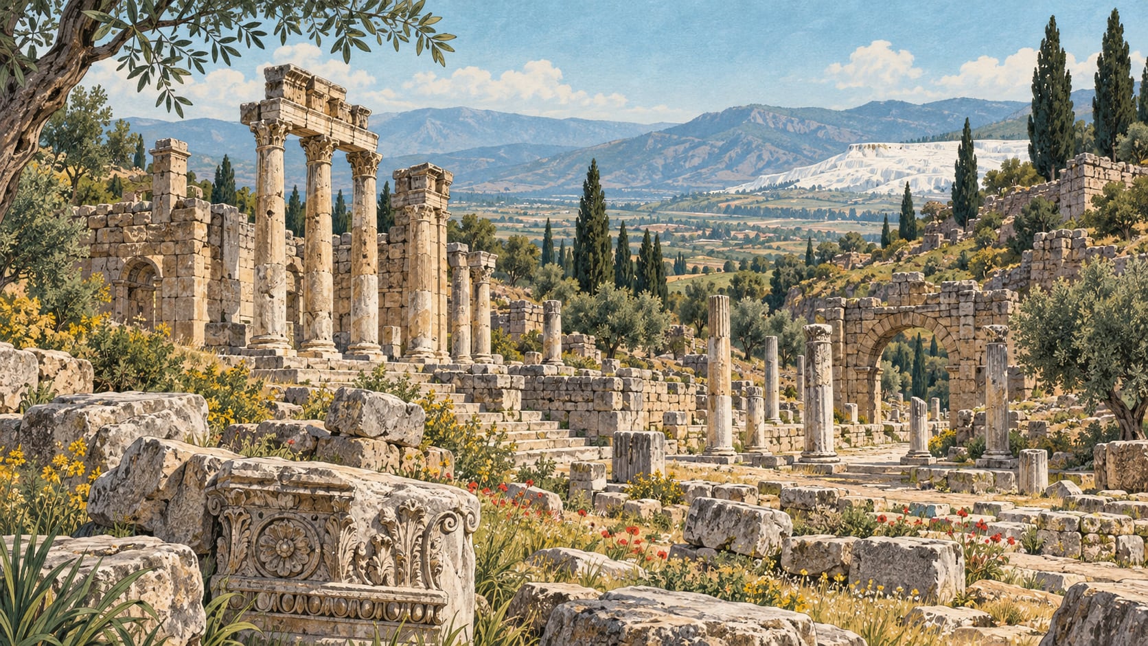 Eumania Ancient City çizimi, Denizli