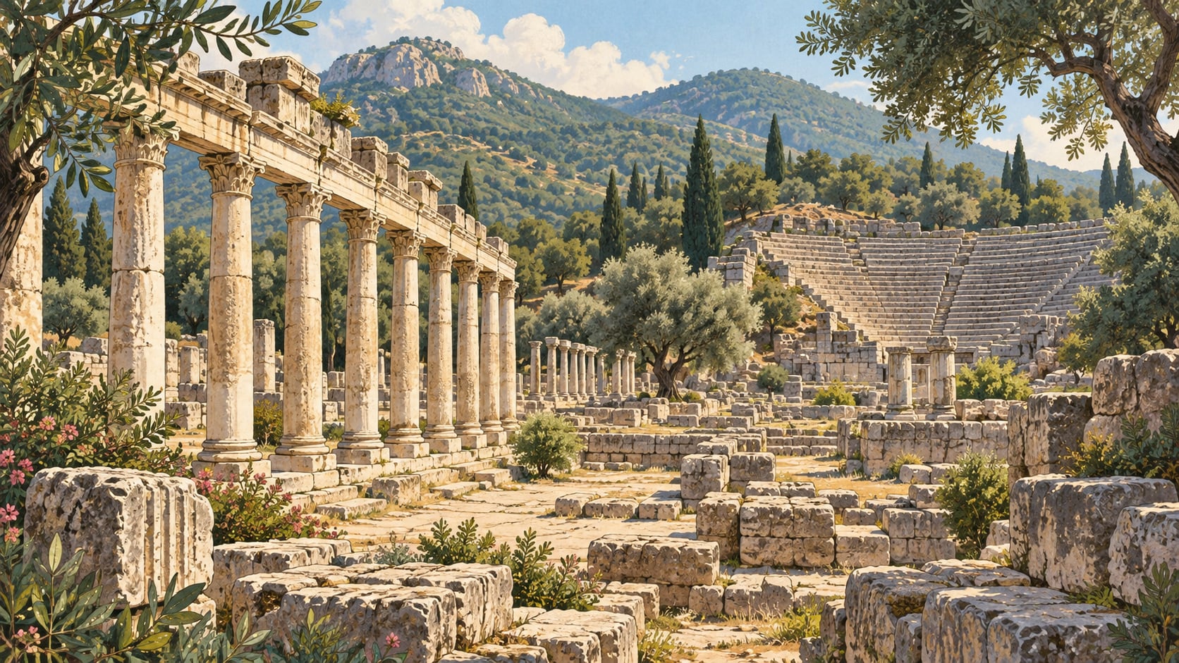 Euromos Archaeological Site çizimi, Muğla