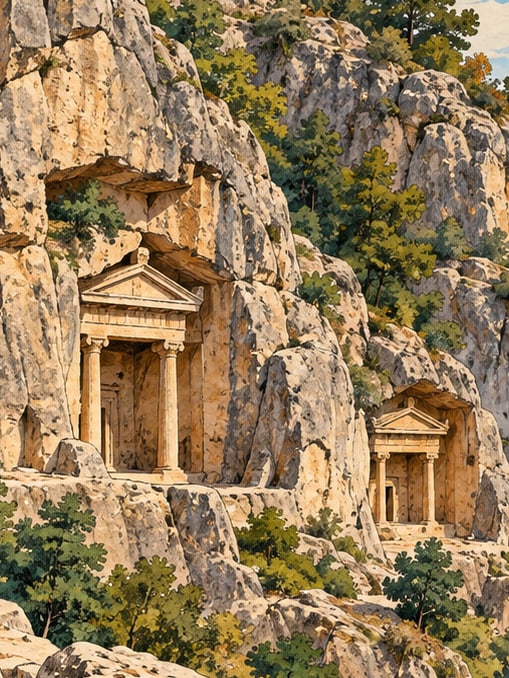 Evkaya Tombs çizimi, Kastamonu